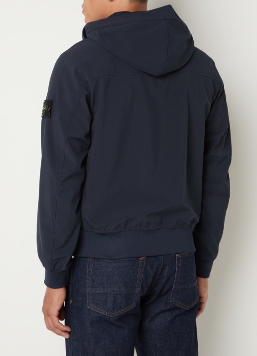 Stone Island S0A22 softshell jack met capuchon en ritszakken - achterkant 6 donkerblauw