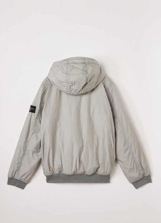 Stone Island S0A23 gewatteerd bomberjack met capuchon - achterkant grijs