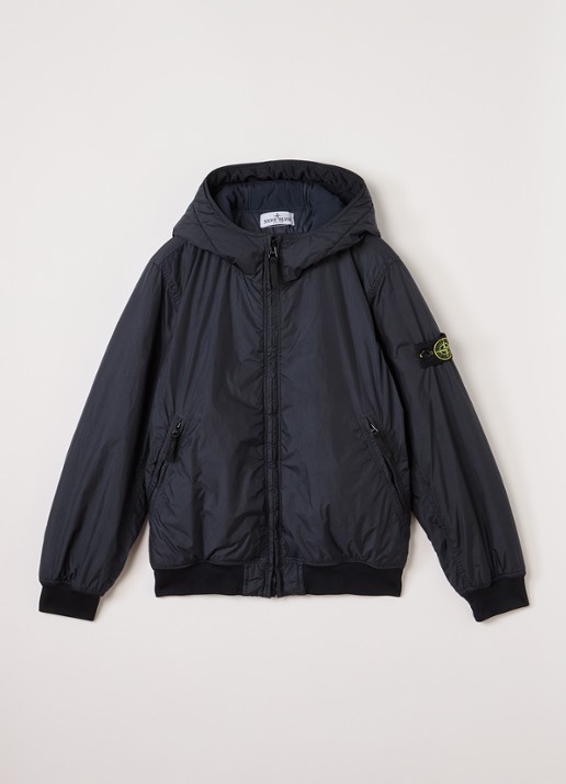 Stone Island S0A23 gewatteerd bomberjack met capuchon - voorkant 2 donkerblauw