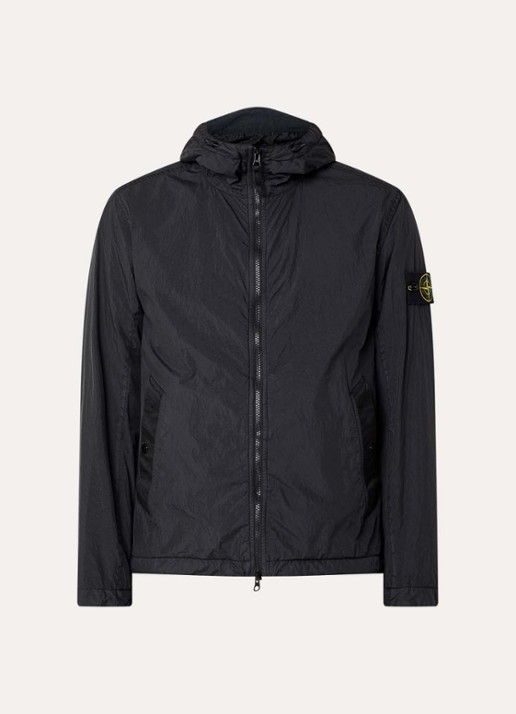Stone Island S0A23 Jack met capuchon en logo - voorkant zwart