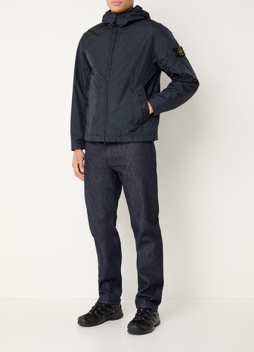 Stone Island S0A23 Jack met capuchon en logo - voorkant 3 donkerblauw