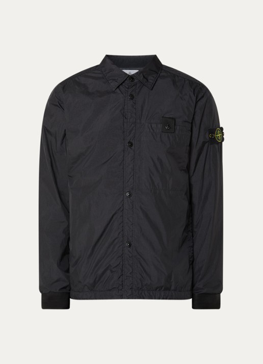 Stone Island S0A23 jack met logo en steekzakken - voorkant zwart