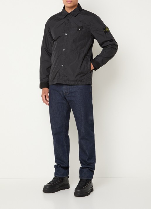 Stone Island S0A23 jack met logo en steekzakken - voorkant 2 zwart