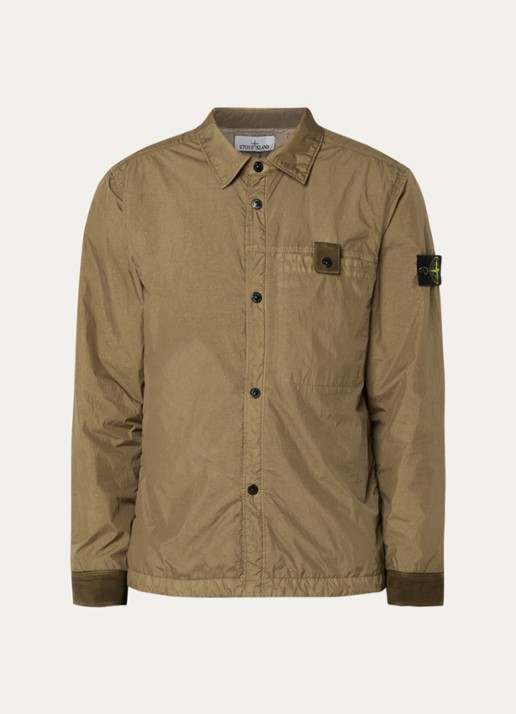 Stone Island S0A23 jack met logo en steekzakken - voorkant legergroen