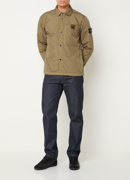 Stone Island S0A23 jack met logo en steekzakken - voorkant 2 legergroen