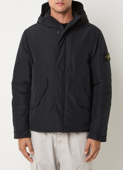 Stone Island S0A26 gewatteerde parka met capuchon en steekzakken - detail 4 zwart