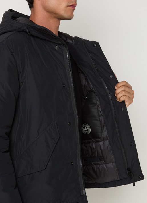 Stone Island S0A26 gewatteerde parka met capuchon en steekzakken - detail 5 zwart