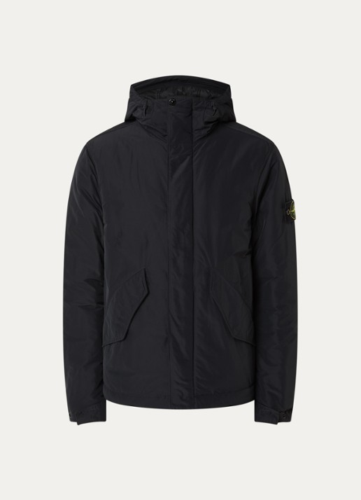 Stone Island S0A26 gewatteerde parka met capuchon en steekzakken - voorkant 2 zwart
