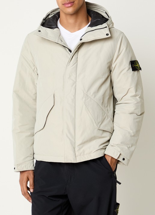 Stone Island S0A26 gewatteerde parka met capuchon en steekzakken - detail 3 zand