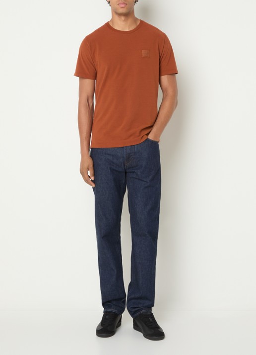 Stone Island S0F11 T-shirt met logo - voorkant 5 roodbruin