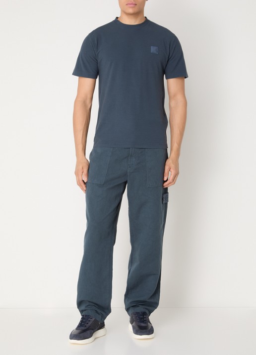 Stone Island S0F11 T-shirt met logoborduring - voorkant 2 indigo