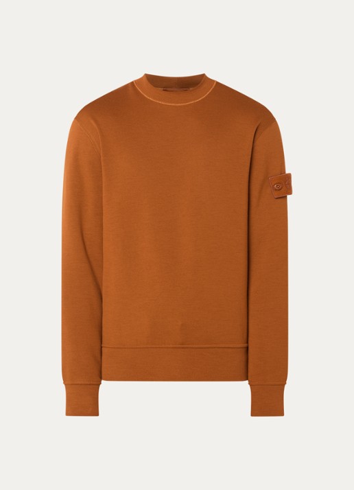 Stone Island S0F15 sweater met logo - voorkant 2 roodbruin