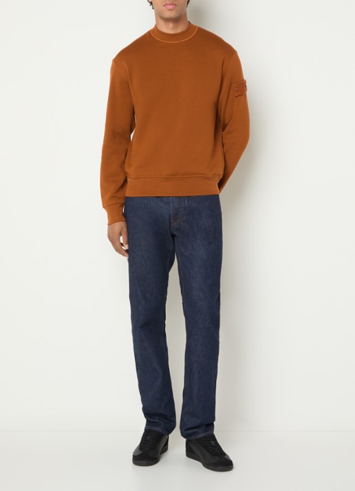 Stone Island S0F15 sweater met logo - voorkant 3 roodbruin