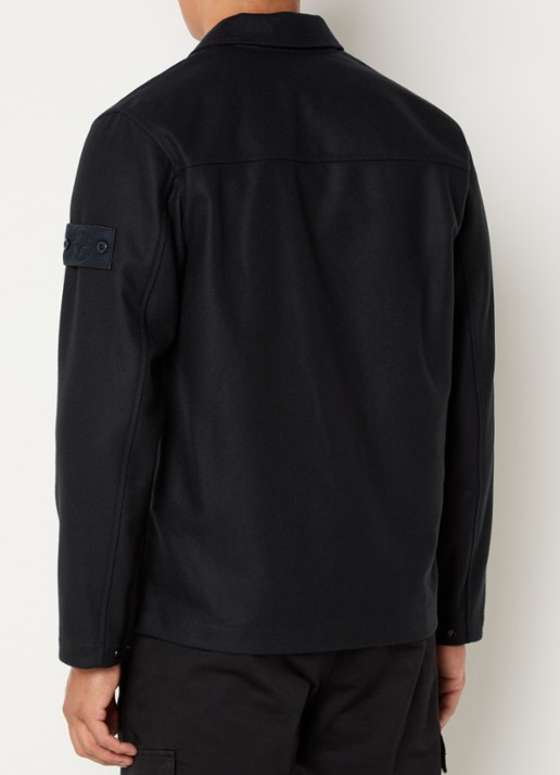 Stone Island S0F24 overshirt in wolblend - achterkant donkerblauw