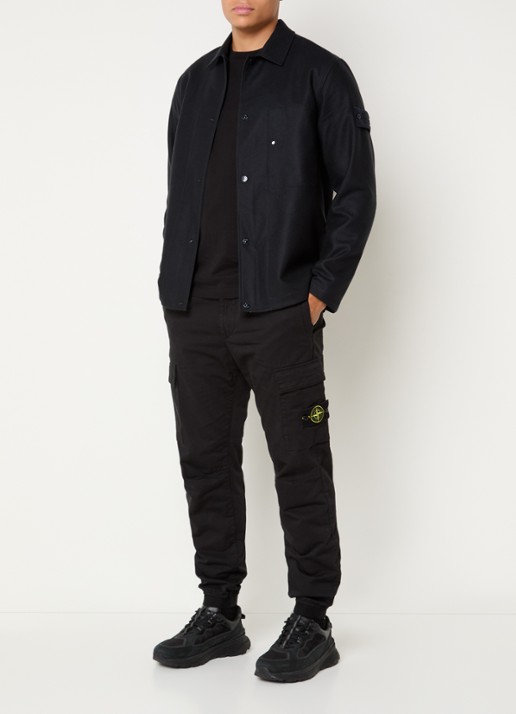 Stone Island S0F24 overshirt in wolblend - voorkant 3 donkerblauw