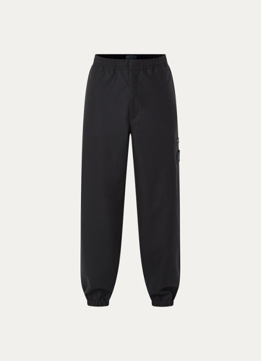 Stone Island S0F24 tapered fit cargobroek in scheerwolblend met klepzakken - voorkant 5 donkerblauw