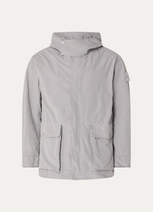 Stone Island S0F33 Jack met capuchon en logo - voorkant grijs