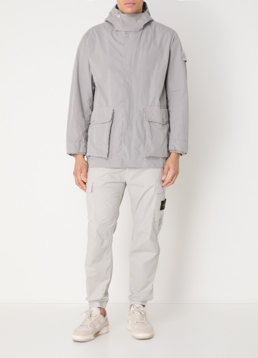 Stone Island S0F33 Jack met capuchon en logo - voorkant 2 grijs