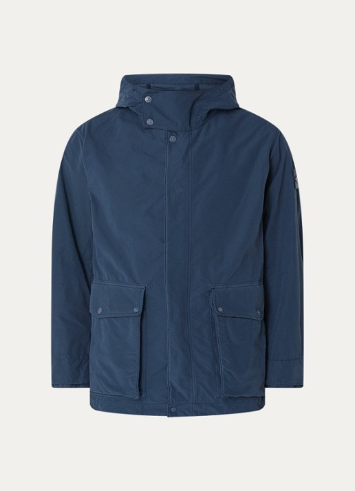 Stone Island S0F33 Jack met capuchon en logo - voorkant indigo