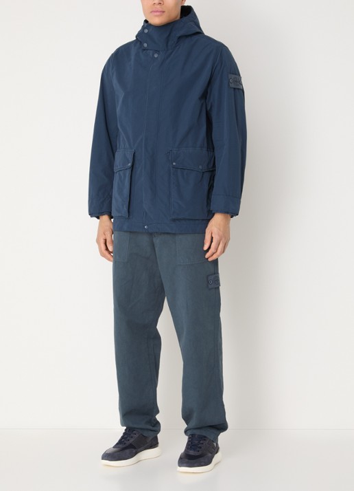 Stone Island S0F33 Jack met capuchon en logo - voorkant 2 indigo