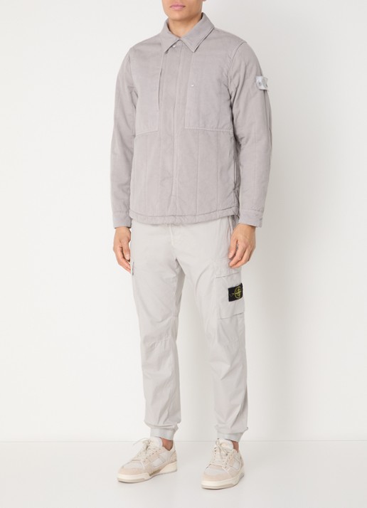 Stone Island S0F34 jack met quilt patroon en logo - voorkant 6 grijs