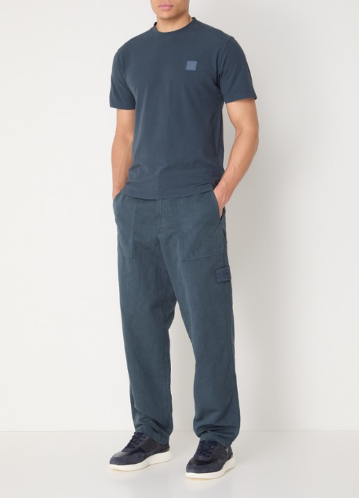 Stone Island S0F36 Tapered fit broek met logo - voorkant 5 indigo