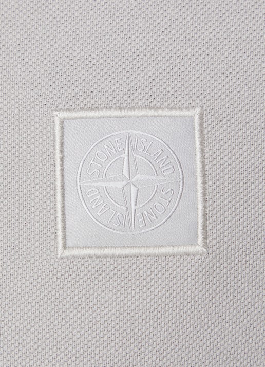 Stone Island S0F39 polo van piqué katoen met logoborduring - detail 3 grijs