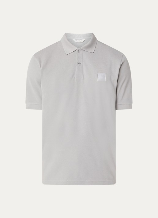 Stone Island S0F39 polo van piqué katoen met logoborduring - voorkant 4 grijs