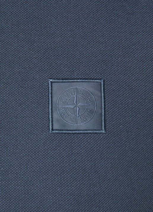 Stone Island S0F39 polo van piqué katoen met logoborduring - detail 5 staalblauw