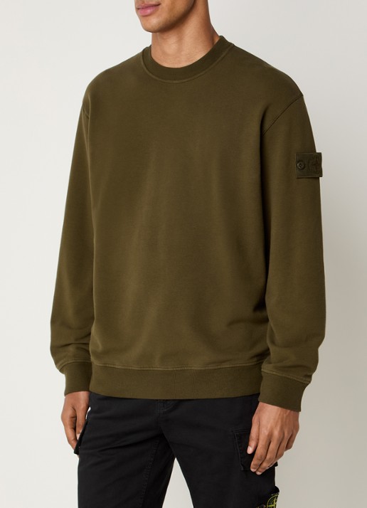 Stone Island S0F53 sweater met logo - detail bronsgroen