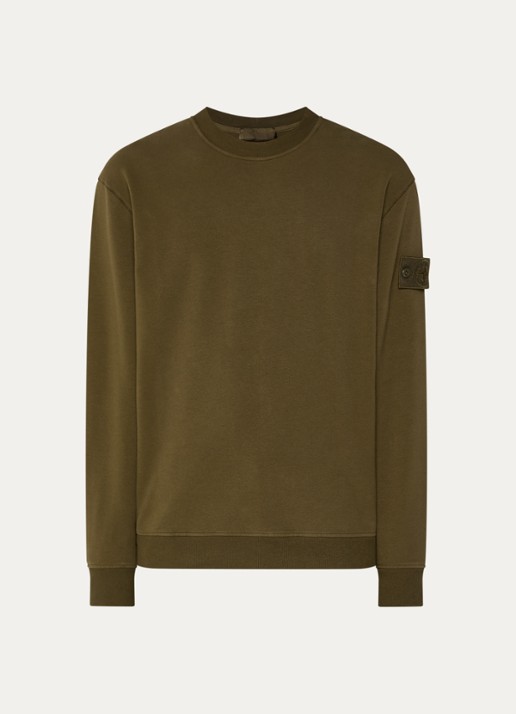 Stone Island S0F53 sweater met logo - voorkant 3 bronsgroen