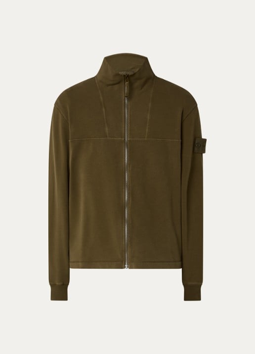 Stone Island S0F53 sweatvest met logo - voorkant 5 mosgroen