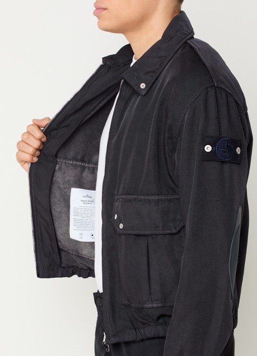 Stone Island S0J20 Jack met opgestikte zakken en met logo - detail 3 donkerblauw
