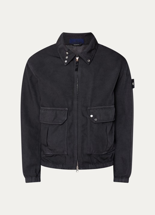 Stone Island S0J20 Jack met opgestikte zakken en met logo - voorkant 5 donkerblauw