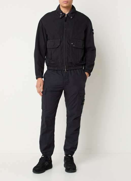 Stone Island S0J20 Jack met opgestikte zakken en met logo - voorkant 6 donkerblauw