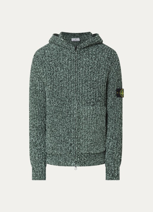 Stone Island S0N16 hoodie van badstof - voorkant groen