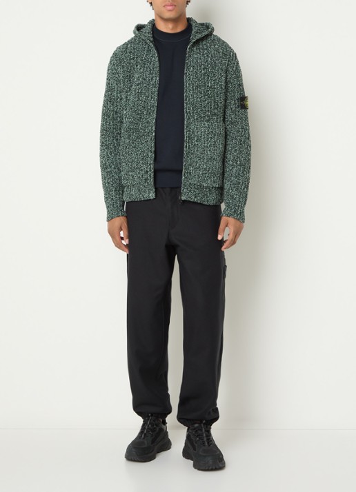 Stone Island S0N16 hoodie van badstof - voorkant 2 groen