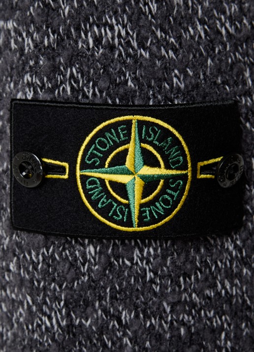 Stone Island S0N20 grofgebreide trui met logo - detail 5 donkergrijs