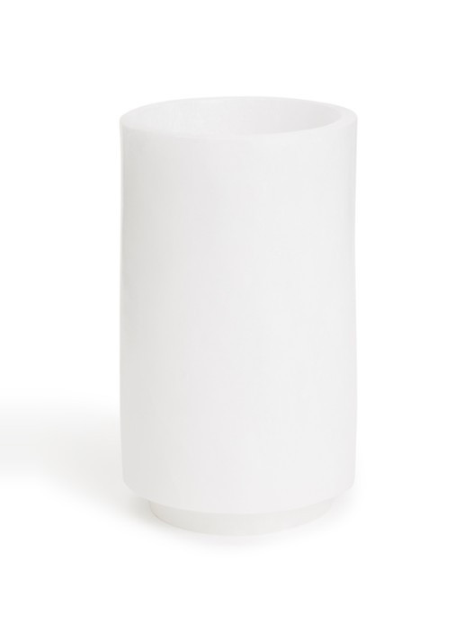 Stoned Alabaster Miny waxinelichthouder 15 cm  - voorkant wit