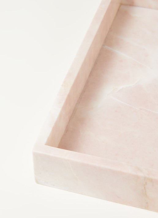 Stoned Dienblad van marmer 30 x 30 cm - detail 3 lichtroze