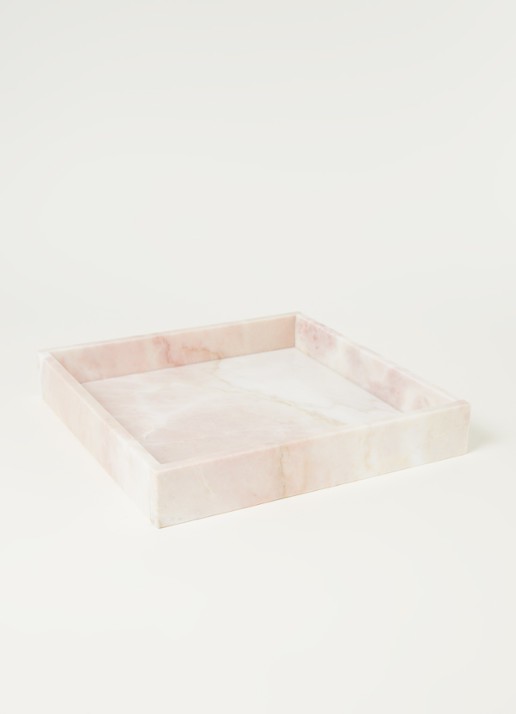 Stoned Dienblad van marmer 30 x 30 cm - voorkant 2 lichtroze