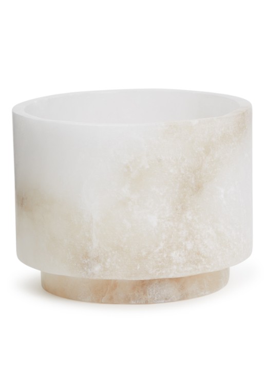 Stoned Meeny waxinelichthouder M 13 cm - voorkant wit