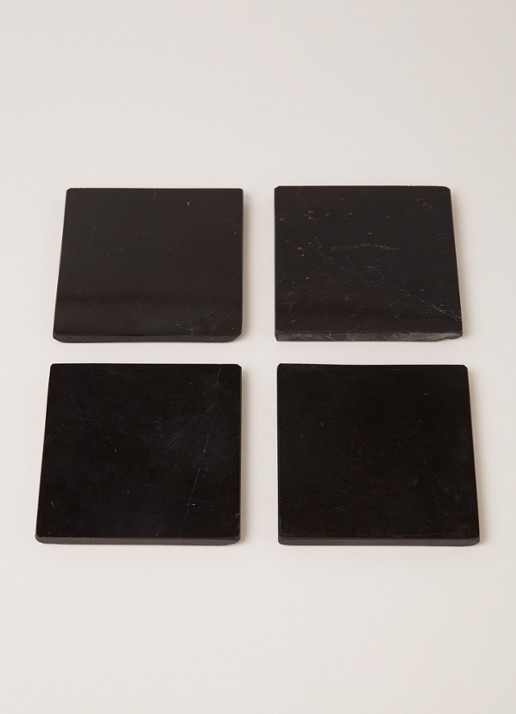 Stoned Onderzetters van marmer set van 4 - voorkant 2 zwart