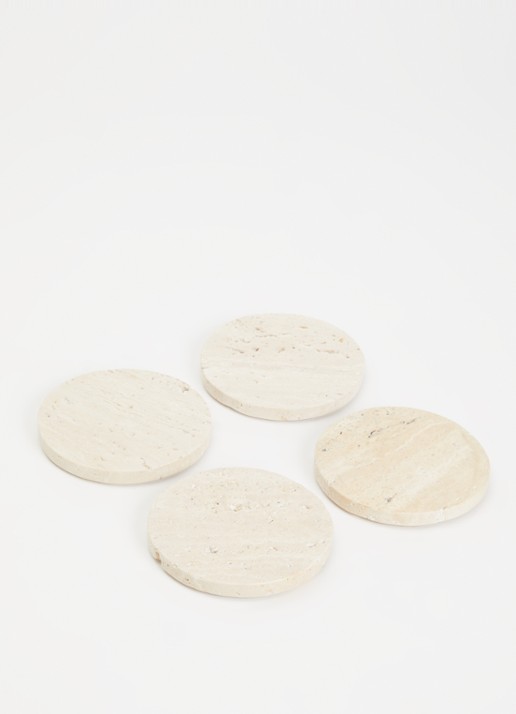 Stoned Tavern onderzetter 11 cm set van 4 - voorkant 2 beige