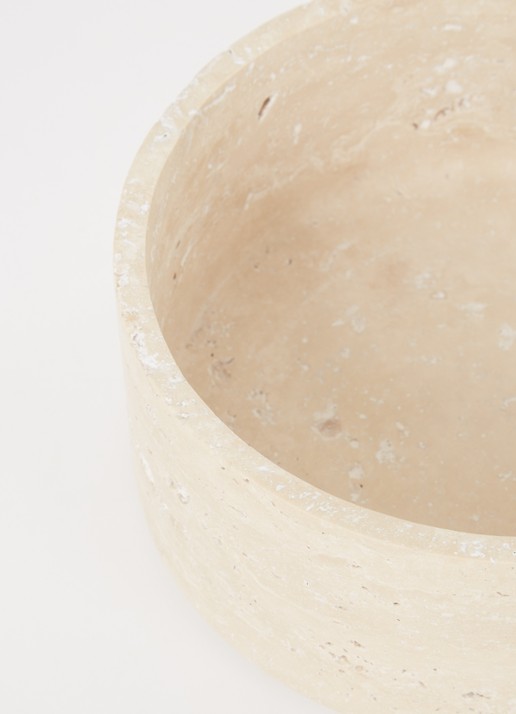 Stoned Travertine fruitschaal 24 cm  - voorkant 2 creme