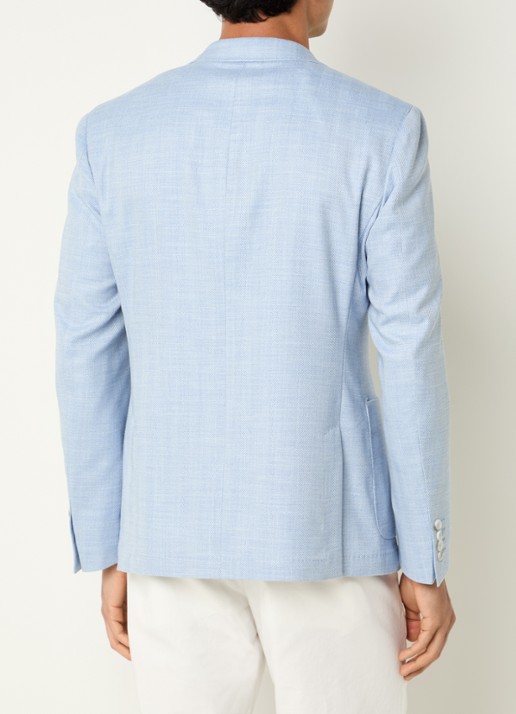 Strellson Acon4 single-breasted blazer met opgestikte zakken - achterkant staalblauw