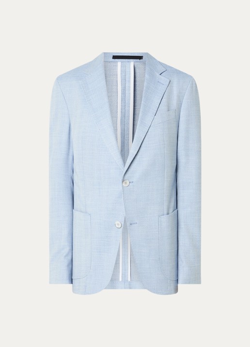 Strellson Acon4 single-breasted blazer met opgestikte zakken - voorkant 3 staalblauw