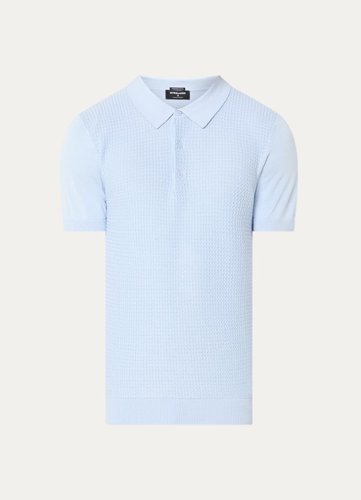 Strellson Adrian regular fit polo van  katoen met structuur - voorkant 2 blauw