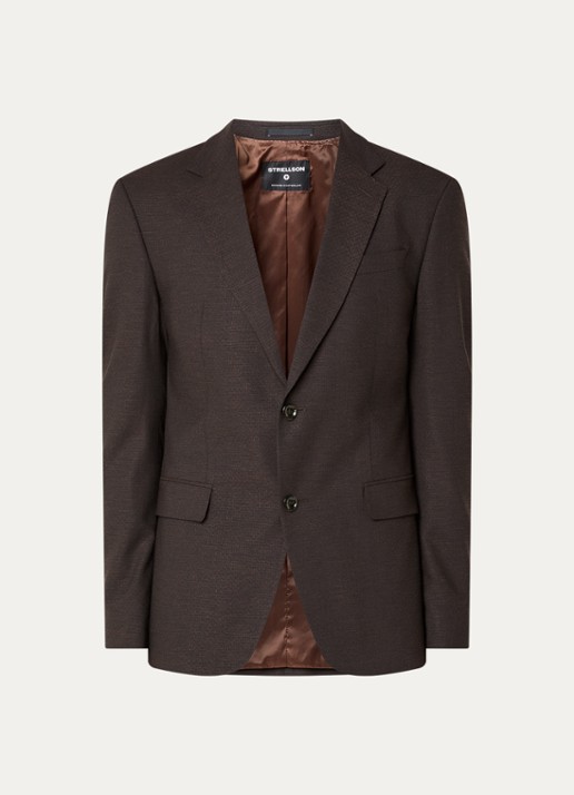Strellson Aidan regular fit colbert in wolblend met klepzakken - voorkant 4 donkerbruin