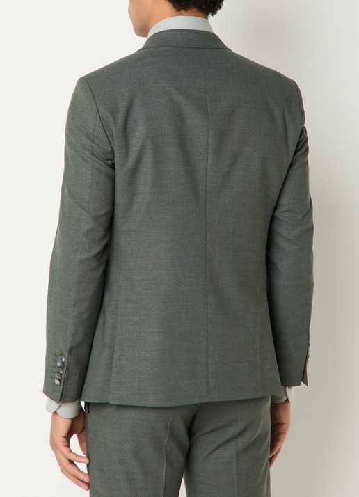 Strellson Aidan regular fit colbert in wolblend met klepzakken - achterkant 7 olijfgroen